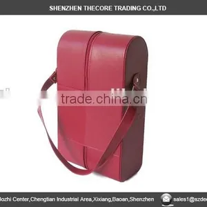PU Leather Red Color 2 Bottles Wine Carrier, Two Bottles PU Wine Box, pu Wine Carrier thumbnail-2