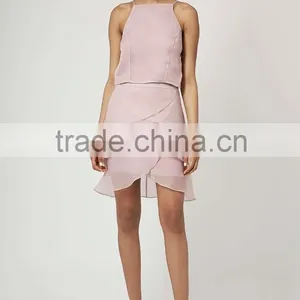 2015 Stylish Girl's Short Pink Chiffon Pleated Skirt Woman's Organza Petal Straight Skirt thumbnail-1