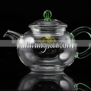 250ml Egg Shape Borosilicate Glass Tea Pot/teapot With Jade Handle, Stainless Steel Insert Spout thumbnail-2