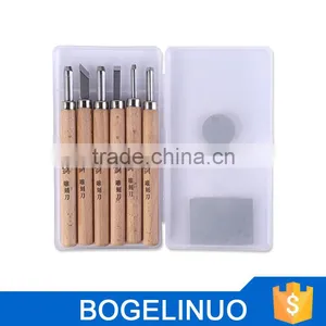 6PCS Beech Wood Handle Wood Carving Tools For Sale thumbnail-1