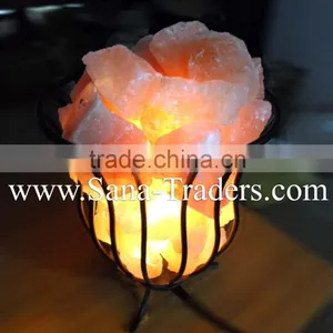 Orange Salt Lamp / Himalayan Salt Lamps / Iron Stand Lamps / Salt Lamps / Iron Lamps / Fancy Lamps/ Metal Basket Lamps / thumbnail-2