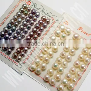 Girl Button Shape Freshwater Pearl Earrings Studs thumbnail-1