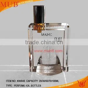 Square Shape Crystal Perfume Bottle With Crooked Mouth thumbnail-1