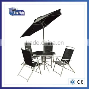6 Piece Garden Deluxe Patio Furniture With 4 Folding Chairs & 1table & Parasol thumbnail-1