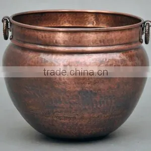 Copper Planters With Hammered Finish ,assorted Sizes and Shape Availabe Customised Feature thumbnail-1
