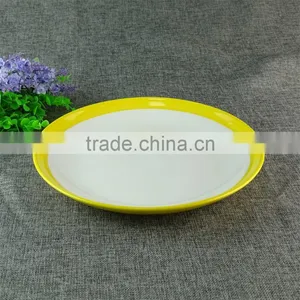 High Quality Cheap Colorful Round Porcelain Baking Pan Dish,yellow and Red and Blue thumbnail-1