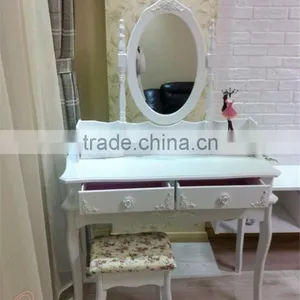 Hand Painted Apartment Bedroom Dressers Modern White Color Dresser With Stool Princess Makeup Table K/D Dresser Package 90*38*1 thumbnail-2