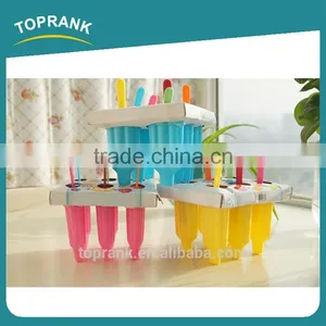 Toprank Colorful Candy Color DIY 6 Pieces Ice Cream Popsicle Mold/Ice Cream Pop Maker Plastic Ice Lolly Mould thumbnail-1