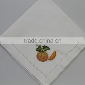 Luxurious 100% Cotton Embroidered Table Napkins With Hemstitch, Set of 6, Various Designs thumbnail-3