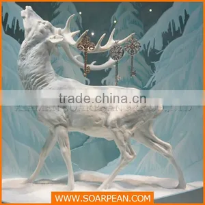 White Fiberglass Life Size Deer Animal Statues for Christmas Decor thumbnail-1