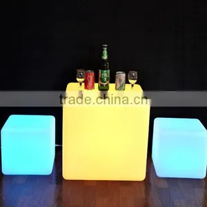 LED Light Glowing Cube Bar Table and Chair Set thumbnail-1