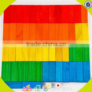 Wholesale 54 PCS Children Wooden Building Bricks Game Toy Colorful Kids Stacking Wooden Building Bricks Game Toy W13D154 thumbnail-6