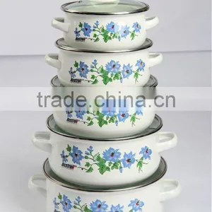 673DG 16-24CM Enamel Casserole Cookware With Glass Lid thumbnail-1