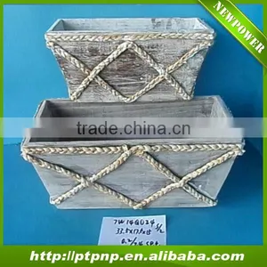 2015 Hot Sale Wholesale Garden Deco Cheap Wood Flower Planter Pot 7W14Q020 thumbnail-4