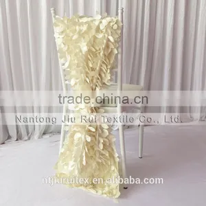 35cm*200cm 3D Taffeta Chiavari Chair Sash 20PCS A Lot Free Shipping (Purple Wafer & Cream Leaf Shape) 2 Style Can Be Choose thumbnail-3