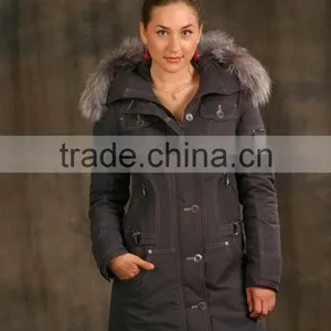 2014 Hot Sales Cheap OEM High Quality Fake Fur Hoody Nylon Waterproof Functional Skiwear for Women (WJGINA01) thumbnail-1