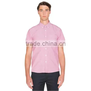 OEM Factory Price Pink Color New Stylish Mens Short Sleeve Shirts thumbnail-1
