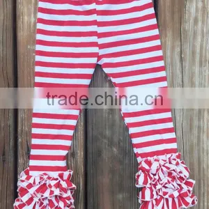 Wholesale Clothing In China,Baby Girls Knitted Cotton Striped Ruffle Pants,Toddlers 95% Cotton 5% Spandex Icing Legging thumbnail-1