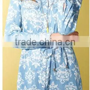 Women's Vintage Style Jeans Blouse With Long Sleeves thumbnail-1