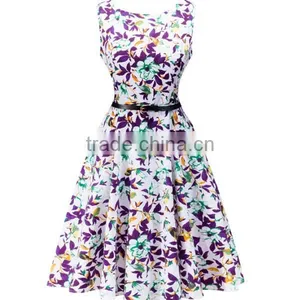 Walson 2017 Europe Style Floral Printed Chiffon Ladies Summer Dresses thumbnail-4