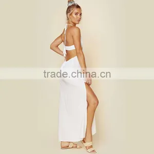 Cut Out Slit Maxi Dress With Drawstring Sexy Women Summer Dress 2015 thumbnail-3
