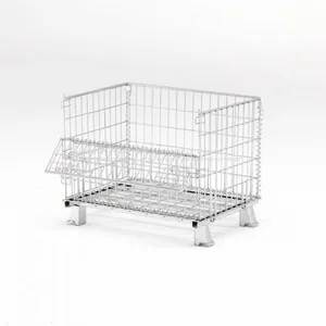 Stackable Metal Storage Wire Mesh Container Foldable Heavy Duty thumbnail-1