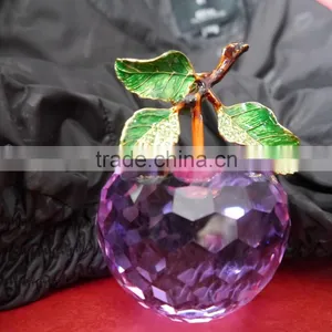 Cheap Crystal Apple With Green Leaf,Red Crystal Apple for Wedding Souvenir or Gift thumbnail-6