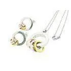 Gold Plated Stainless Steel Jewelry Set Flat Enameled Cherry Pendant And Stud Earrings thumbnail-1