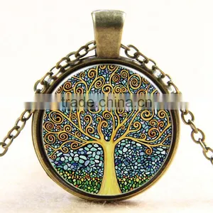 XP-TGN-LT-101 Wholesale Pendant Family Glass Colorful Time Gem Life Tree Charm Dome Cabochon Necklace For Ladies thumbnail-2
