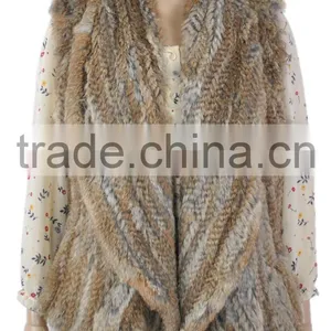 YR078 New Arrival Top Quality Chic Women Apparel Genuine Rabbit Knitted Sleeveless Vest thumbnail-4