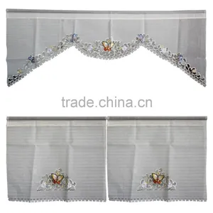100% Polyester Embroidery Fabric Kitchen Curtain thumbnail-1