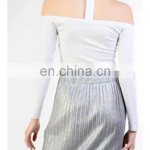 White Choker Detail Crop Top, New Model Lady Fashion Crop Top thumbnail-2