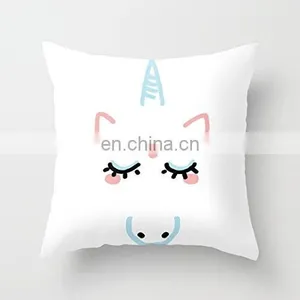 18 X 18 Inches Animal Pillow Case Cover Home Decor Square Linen Printed Waist Throw Unicorn Design Cushion Cover Wholesale thumbnail-5