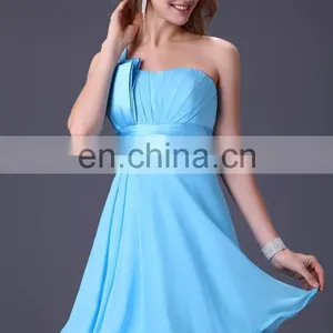 Hot Selling! Grace Karin Women's One Shoulder Knee Length Chiffon Bridesmaid Dresses CL4095 thumbnail-2