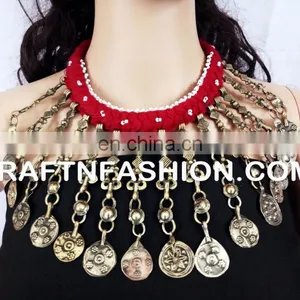 Old Gypsy Afghan Jewelry, Belly Dance Old Costuming Pendant, Boho Style Nomadic Jewelry thumbnail-2