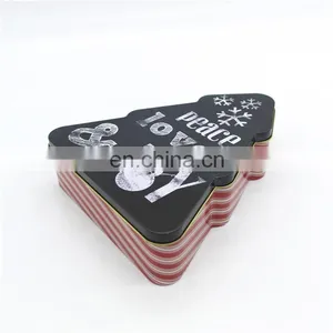 Vintage Festival Design Christmas Tree Shaped Gift Storage Tin Box Whole Sale thumbnail-3