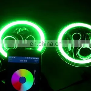 RGB 7 Inch Led Headlight Mobile Phone Control Led Head Lamp for Jeep thumbnail-1