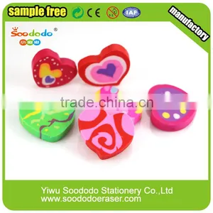 Kids Extruded Office Love Heart Shaped Flat Erasers thumbnail-1