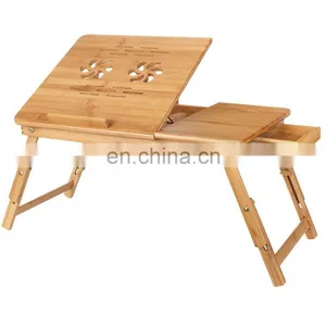 Bamboo Laptop Desk Board With Desk Drawer New Design Adjustable Bamboo Laptop Holder Desk thumbnail-1