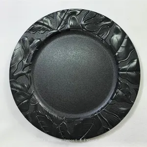 Plastic Black Charger Plate Wedding Party Restaurant Under Plates Table Decorative Charger Plates thumbnail-2