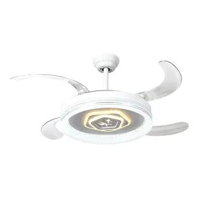 42′′ Chandelier Modern Pendant Lights Golden Silver Retractable Invisible LED Ceiling Fan Light With LED Light and Remote Control thumbnail-1