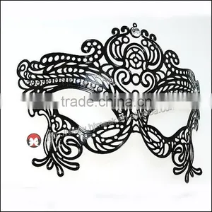 Luxury Black Metal Laser Cut Venetian Mask Innovation Rhinestones thumbnail-2