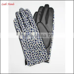 Cheap Women Fake Leopard Fur and PU Leather Stitching Gloves Wholesale Price Gloves thumbnail-6