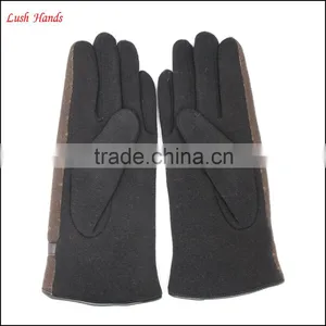 Ladies Brown Micro Velvet Gloves With Classic Bow for Wholesale thumbnail-6