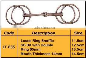 Loose Ring Snaffle, SS Bit With Joined Quarter Moon thumbnail-1