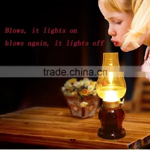 Retro Classic Blow LED Lamp USB Rechargeable Blowing Control Kerosene Candle Lamp Dimmable Night Lamp Desktop Room Decoration thumbnail-1