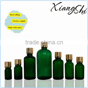 Transparent Green Glass Essential Oil Bottles Factory With Gold Cap thumbnail-1