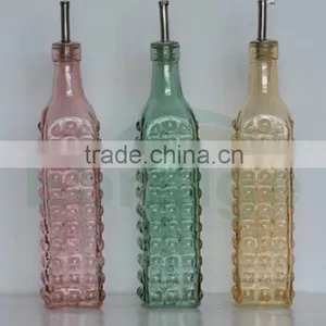 Colored Glass Oil and Vinegar Bottle With Dispenser thumbnail-2