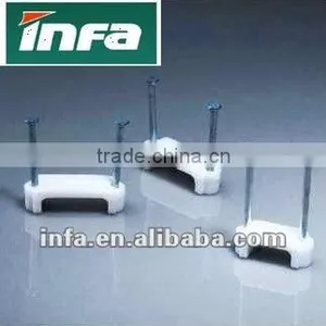 White/black Double Steel Nail Flat Cable Clips thumbnail-1