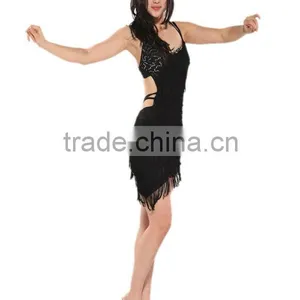 SWEGAL Black Latin Dance Dress,dress Competition Dance Latin SGBDT13098 thumbnail-1